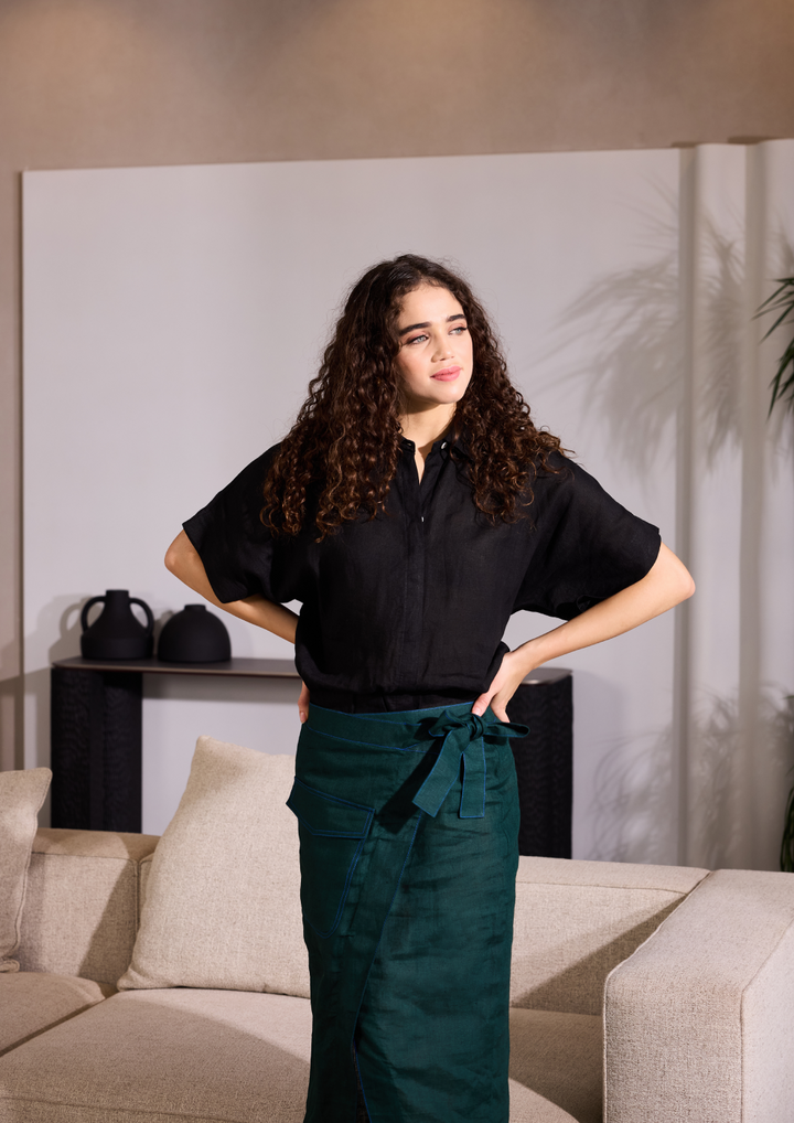 Verdant Drift Wrap Skirt